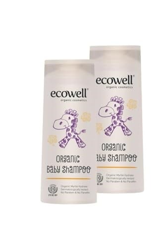 ECOWELL Bebek Saç & Vücut Şampuanı Set, Organik & Vegan Sertifikalı, Parabensiz Doğal Konak Önleyici 2x300ml