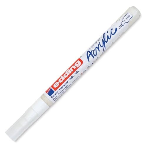 edding 5300 akrilik markör ince - beyaz - 1 su geçirmez akrilik markör - ince yuvarlak uçlu 1-2 mm