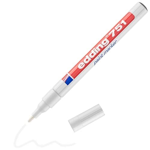 edding 751 boya kalemi - beyaz - 1 kalem - 1-2 mm yuvarlak uç