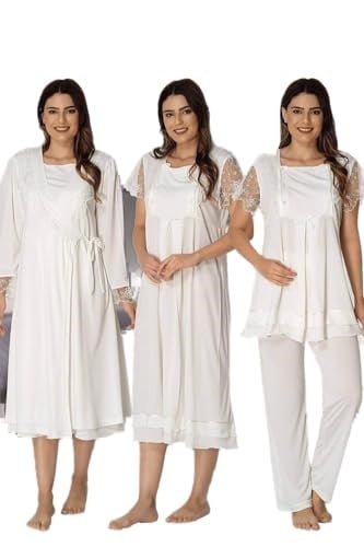 Effort Kadın Ekru Hamile Lohusa Sabahlıklı Gecelik Ve Pijama Takım, 2XL, EF2050EFT-19804IGP265824