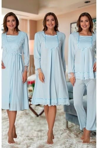 Effort Kadın Mavi Hamile Lohusa Sabahlıklı Gecelik Ve Pijama Takım, L, EF2020-19804IGP266247