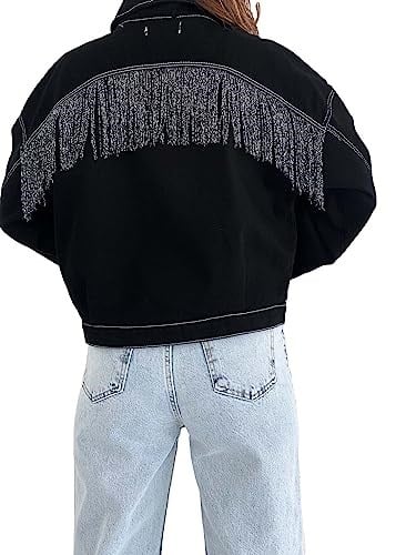efstyle SİYAH SİM PÜSKÜLLÜ KOT CEKET