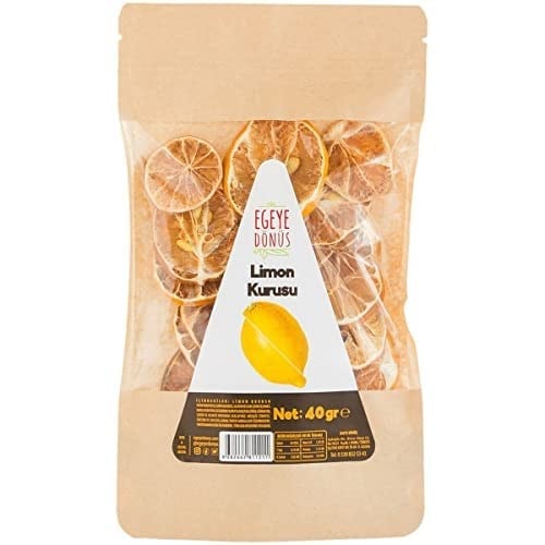 EGEYE DÖNÜŞ Şekersiz Limon Meyvesi Kurusu Cipsi - 40 Gr. (Yüksek Aroma - Kokteyl Meyvesi - Katkı Koruyucu İçermez)