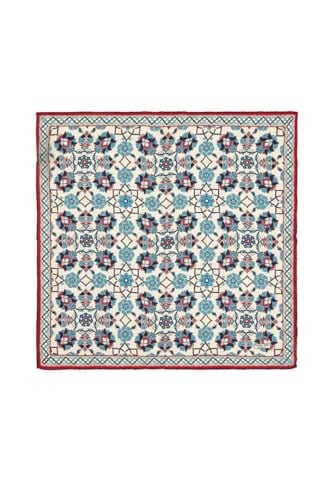 Ekru Lacivert Motif Desen Mendil