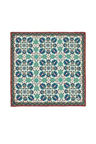 Ekru Yeşil Motif Desen Mendil