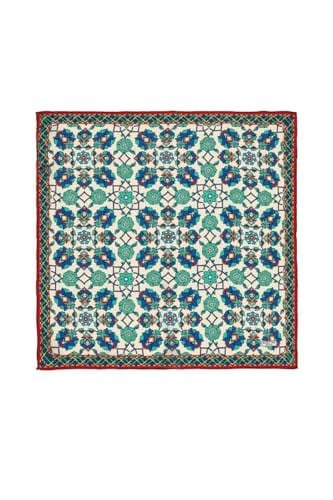 Ekru Yeşil Motif Desen Mendil