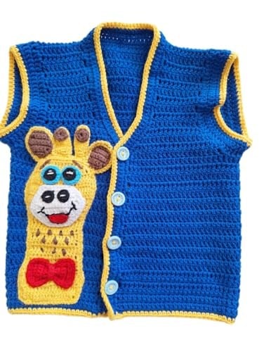 El Örgüsü Bebe Yeleği Erkek çocuk-Mavi