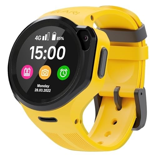 Elari 4G Çocuklar Akıllı İzle Telefon GPS İzleyici Erkekler ve Kızlar için Su Geçirmez, 2-Way Ses ve Görüntülü Aramalar, SOS Düğmesi, Kaldırma Sensörü, Kamera, MP3 Çalar - Kidphone 4gr (Sarı)