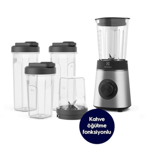 Electrolux E4CB1-6ST Kahve Öğütücülü Smoothie Blender Seti | Buz Kırıcı, Çoklu Hız ve Pulse Fonksiyonu, TruFlow Bıçak Sistemi, Darbe Fonksiyonu, Geniş Aksesuar Seti | 350W, Paslanmaz Çelik