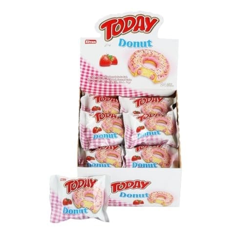 Elvan Today Donut Çilekli 35 gr 24 Adet (1 Kutu)