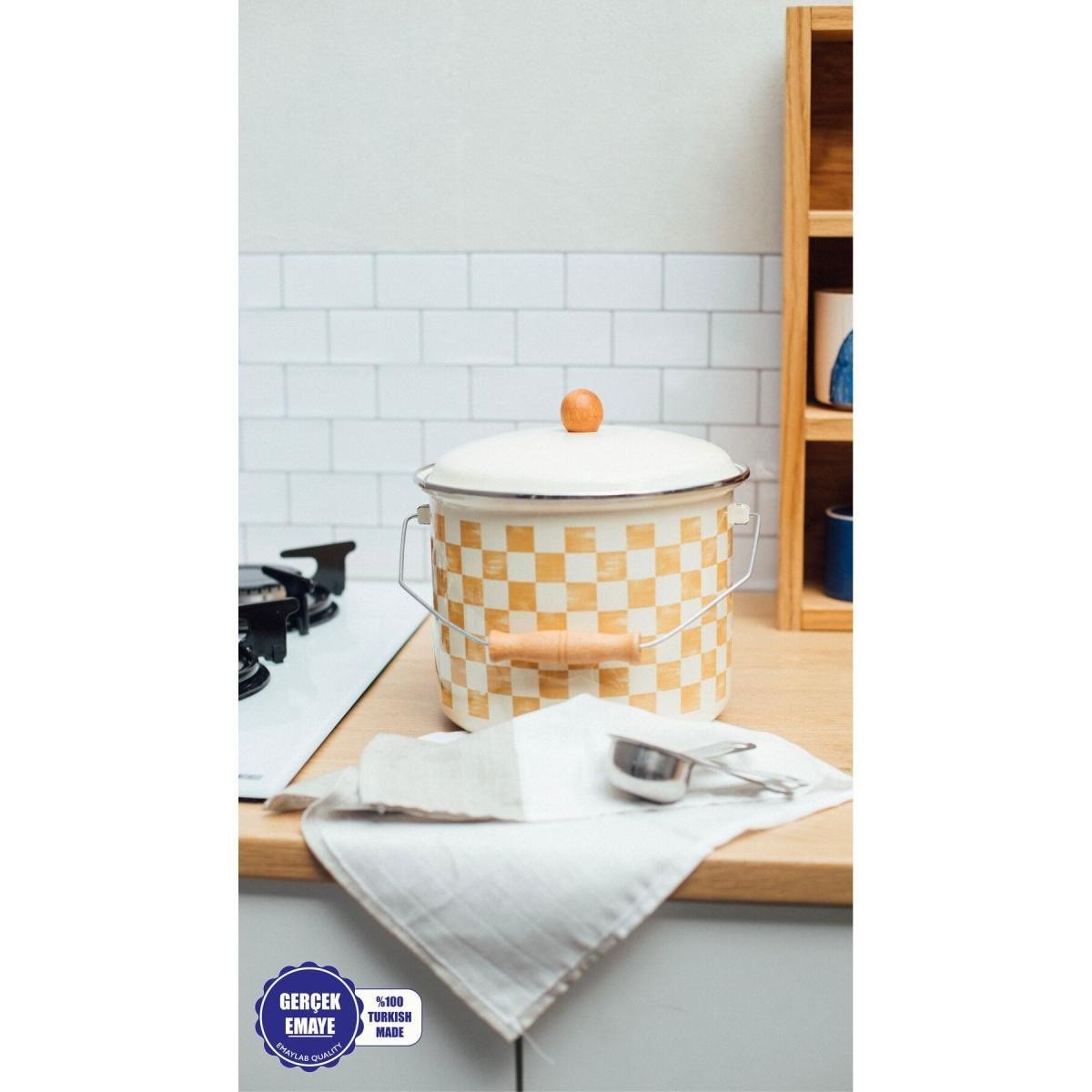 Emaylab Beige Emaye Bakraç 22 Cm 5 Litre