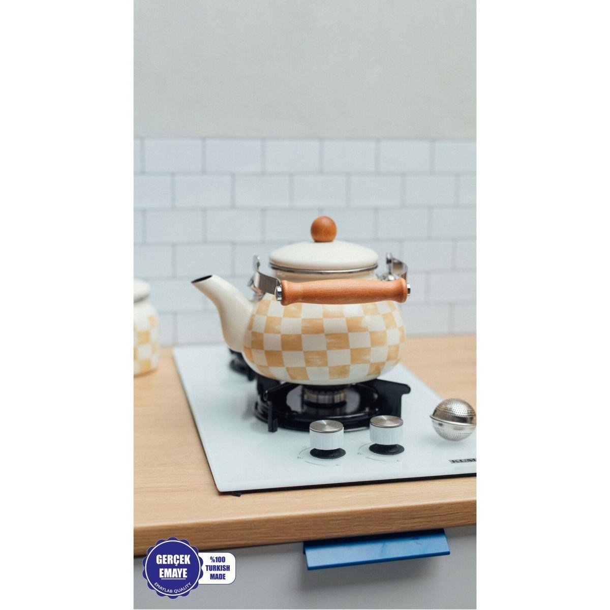 Emaylab Beige Emaye Kettle
