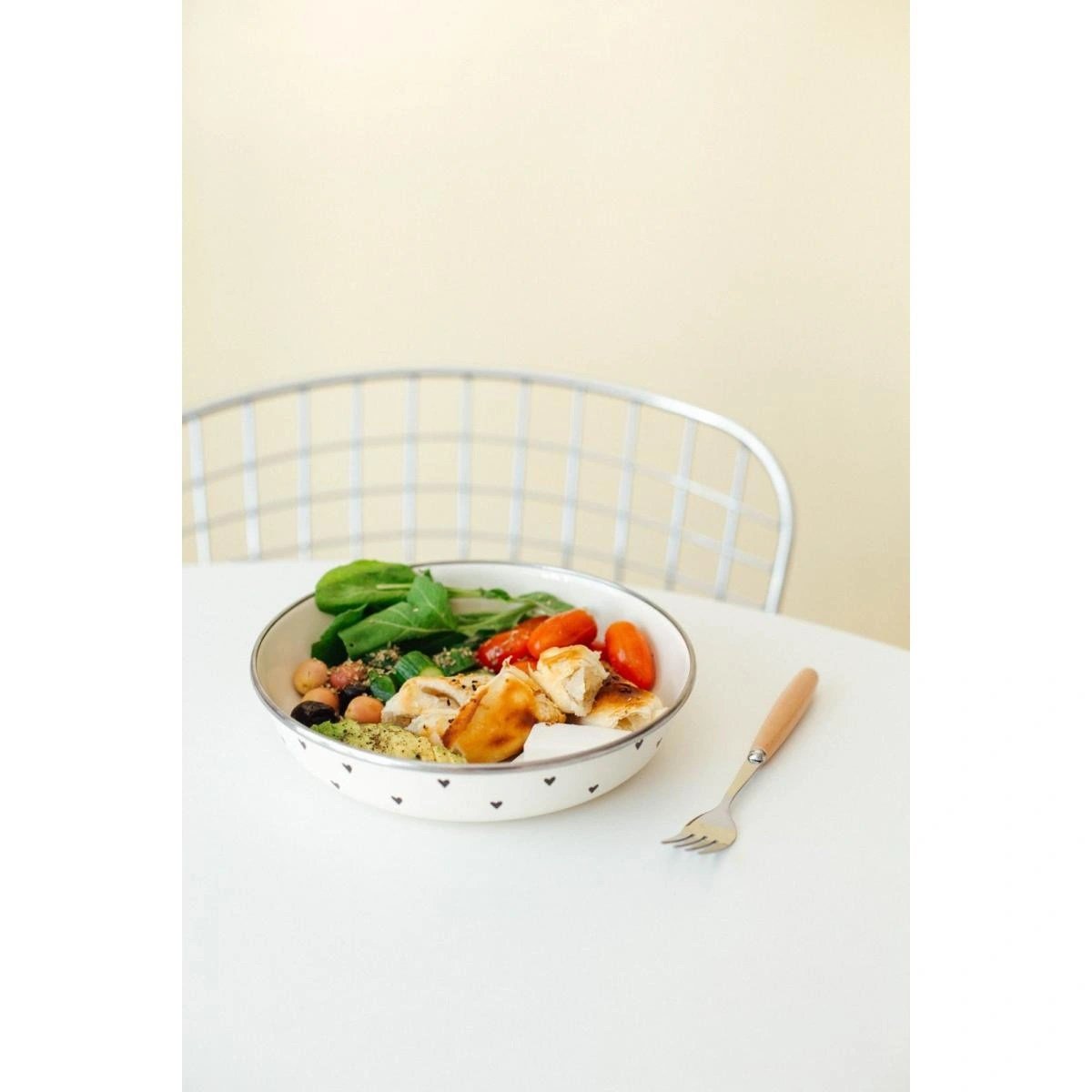 Emaylab Black Cupid Emaye Bowl Tabağı - Bowl Kase - Salata Kasesi - Sunum Kasesi 21cm