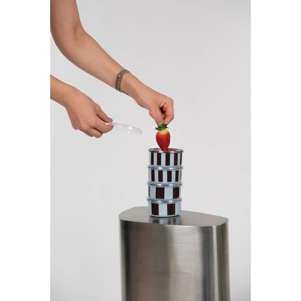 Emaylab Emaylabxpeppythings Berry Emaye 4’lü Kapaklı Kase Çerezlik, Kahvaltılık, Reçellik, Zeytinlik, Sunumluk Seti 8cm 200 Ml