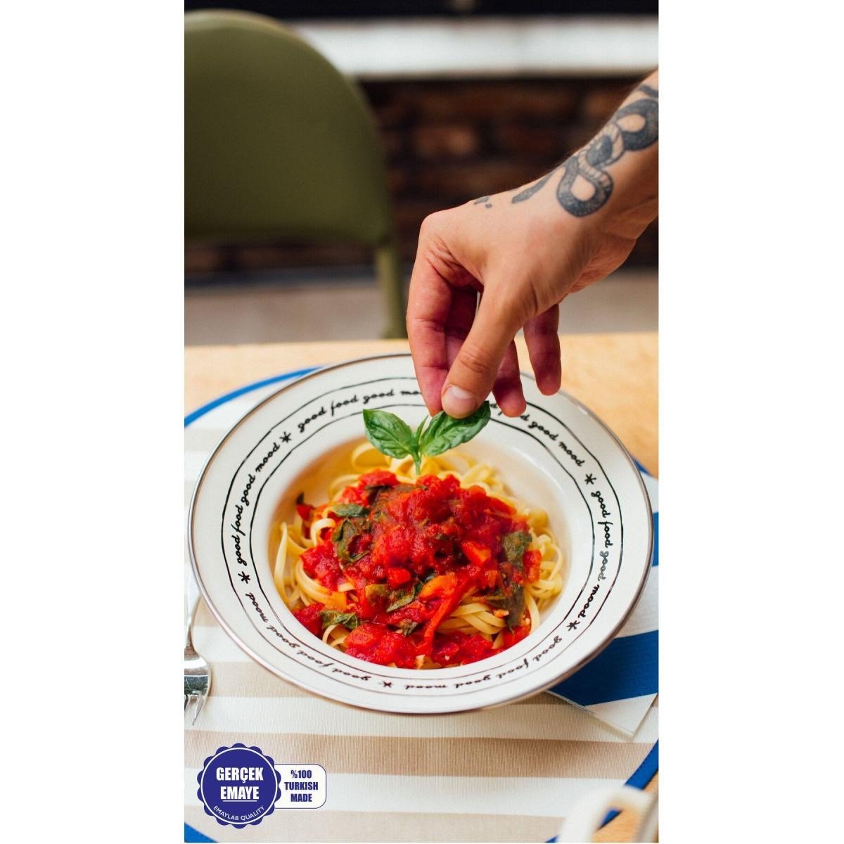 Emaylab Mood Emaye Çukur Makarna Ve Salata Tabağı