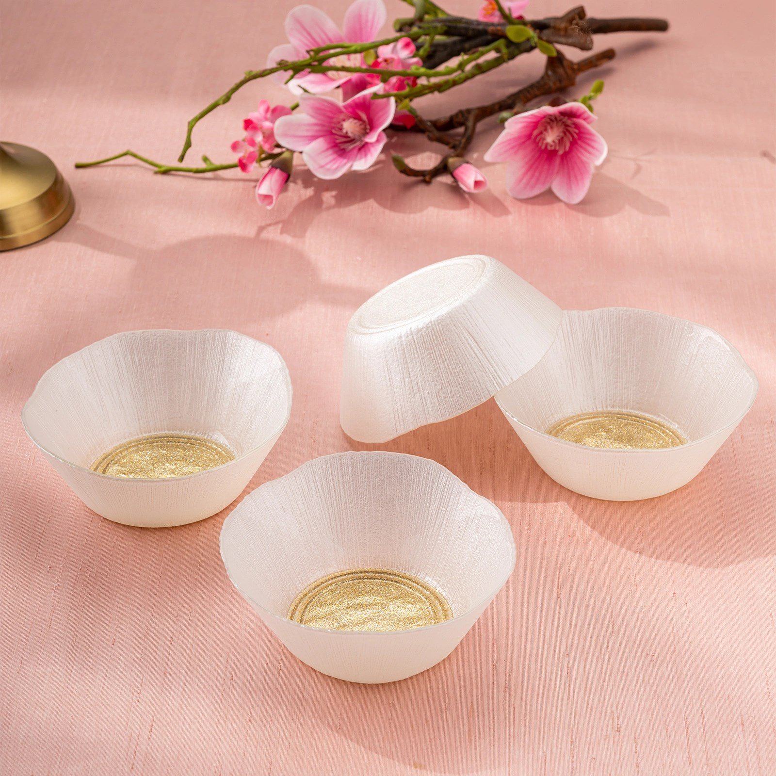 Emsan Golden 4 Parça Cam Konik Kase 13 cm
