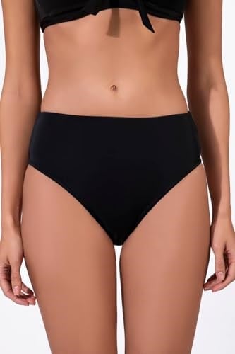 Endeep Kadın Hipster Yüksek Bel Siyah Bikini Altı