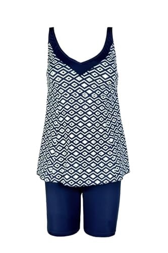 Endeep Kadın Lacivert Geometrik Desenli Tankini Takımı