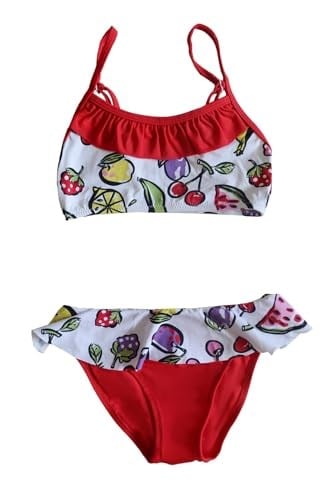 Endeep Kız Çocuk Desenli Kırmızı Büstiyer Bikini Takımı