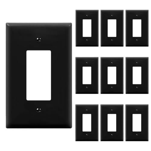 ENERLITES Dekoratör Işık Anahtarı veya Priz Çıkışı Duvar Plakası, Parlak Yüzey, Büyük Boy 1-Takım 14 cm x 8,89 cm, Kırılmaz Polikarbonat Termoplastik, UL Listeli, 8831O-BK-10 ADET, Siyah, 10'lu paket
