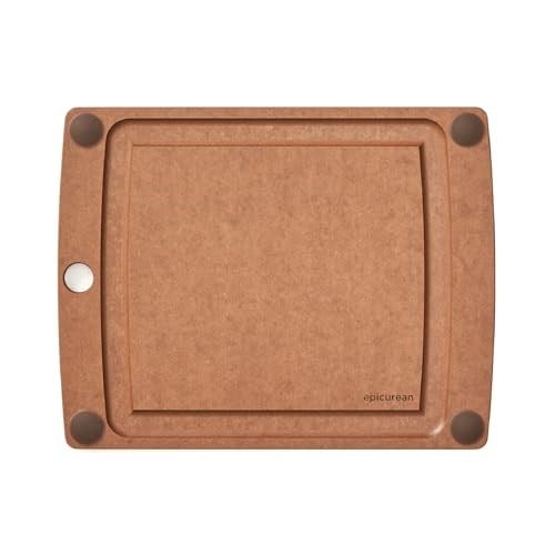 Epicurean 505-120903002 Hepsi Bir Arada Kesme Tahtası Kaymaz Ayaklı ve Meyve Yivli, Kompozit, Hindistan Cevizi/Kahverengi - Seçenekler: 25.4U x 17.8G cm, 29.2U x 22.9G cm, 36.8U x 28.6G cm...