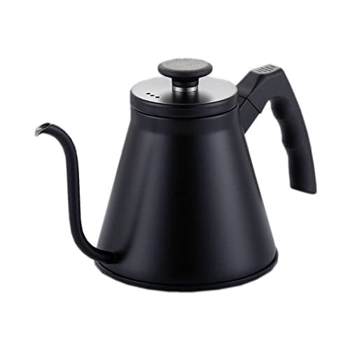 Epinox Barista Kahve Gooseneck Kettle - Çelik Kahve Demleme Dripper Kettle - İndüksiyonlu - Paslanmaz Çelik - Siyah, Slim - 1200 ml