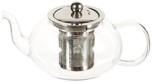 Epinox Cam Bitki Çayı Demliği 600 ml - Çelik Süzgeçli Demlik