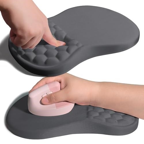 Ergonomik Eklem Bilek Desteği Mouse Pad Hafızalı Köpük Yastık Masaj Yumruğu, Karpal Tünel Ağrı kesici Mousepad Bilek Dinlenme için Eğim Tasarımı, 30 x 20 cm, DimGray