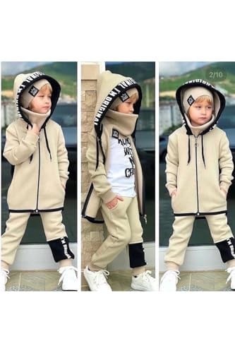 Erkek Çocuk Alt Üst Takım 5'li Set Bej 7-8 Yaş
