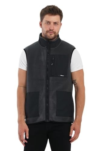 Erkek Polar Kolsuz Çift Renk Yelek 3 Cepli Comfort Fit Kesim