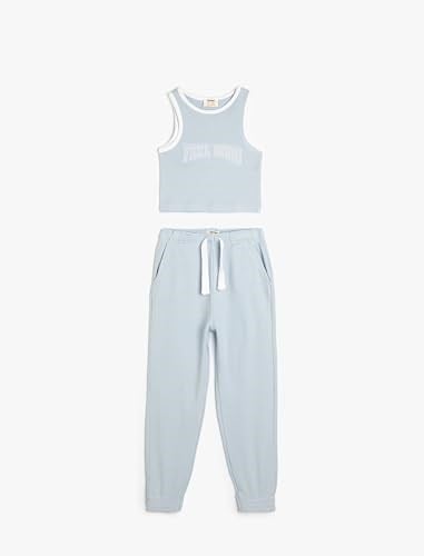 Eşofman Takımı Pantolon ve Askılı Tişört 2'li Set Dokulu Pamuklu - Seçenekler: 5/6 Yıl, 6/7 Yıl, 7-8 Yıl, 9-10 Yıl, 11-12 Yıl, 13/14 Yıl