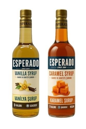 Esperado Vanilya * Karamel Aromalı Kahve Şurubu - 2 Li Set - Şekersiz - 750 ml X 2 AD.