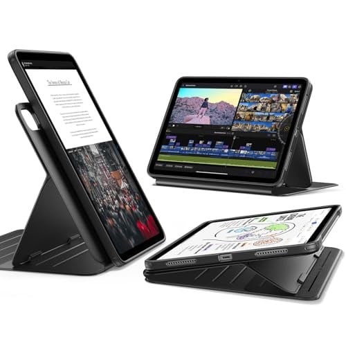 ESR iPad Air 11 inç M2, iPad Air 6/5/4 (2024/2022/2020) için kılıf, çıkarılabilir manyetik kapak, dikey/yatay formatta stand, yükseltilmiş ekran görüntüsü, 9 dik açılı, kaydırma serisi, siyah