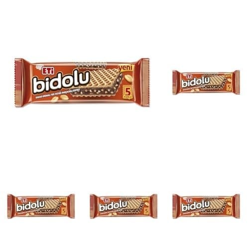 Eti Bidolu Kakao Kremalı Yer Fıstığı Parçacıklı Gofret 81 g 5li paket