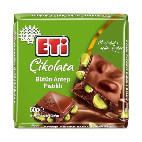 Eti Çikolata Antep Fıstıklı Kare Çikolata 60 g x 6 Adet