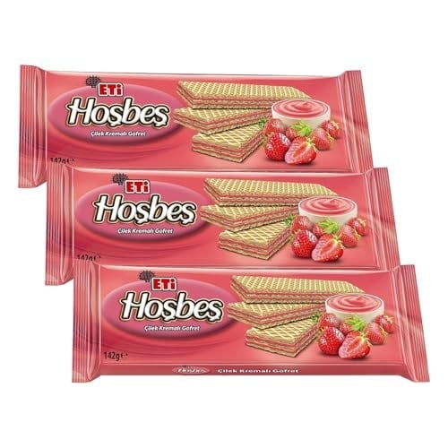 Eti Hoşbeş Çilek Kremalı Gofret 142 g 3lü paket