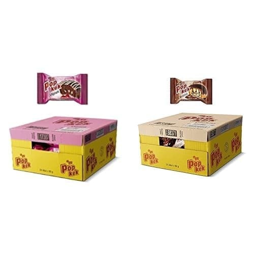 Eti Popkek Vişneli Kek 60 g x 24 Adet ve Eti Popkek Çikolatalı Kek 60 g x 24 Adet Kahverengi