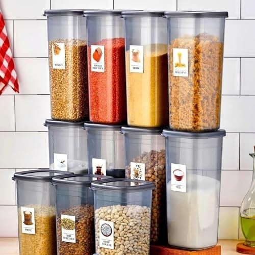 Etiketli Mega Boy 12'li Vakum Kapaklı Erzak Saklama Kabı 1700 ml