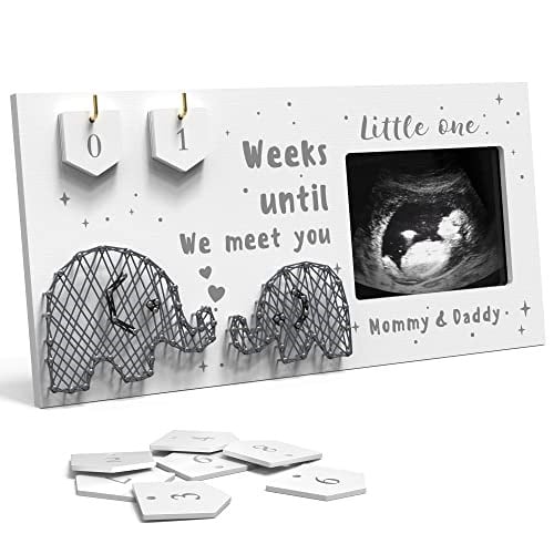 EURSET Bebek Sonogram Resim Çerçevesi / Bebek Geri Sayım Haftaları - Standart 10,16 cm x 7,62 cm Ultrason Fotoğraf - Hamilelik Duyuruları Fikirleri - Cinsiyet Açıklaması Bebek Partisi Hediyeleri - Ebe