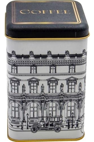 EVLE-Er022-2a City Coffee Desenli Kare Metal Saklama Kabı 11x11 Cm (City Coffee)