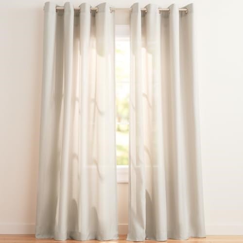 Exclusive Home Curtains Loha Keten Gromet Üst Perde Panel Çifti, 54x84, Doğal - Seçenekler: 54x63, 54x84, 54x96, 54x108, 54x120...