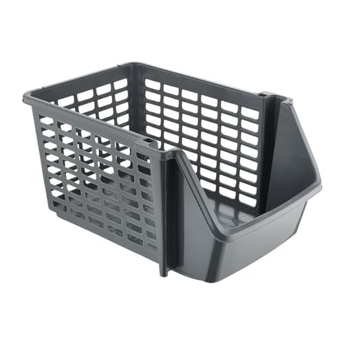 EYNEL 5 Adet Çok Amaçlı Katlı Geçmeli Organizer, Pratik Dolap İçi Lavabo Altı Evye-Tezgah Üstü Buzdolabı Mutfak Banyo Çamaşır Makinesi Ev Düzenleyici Plastik Sepet (5 Adet - Antrasit)