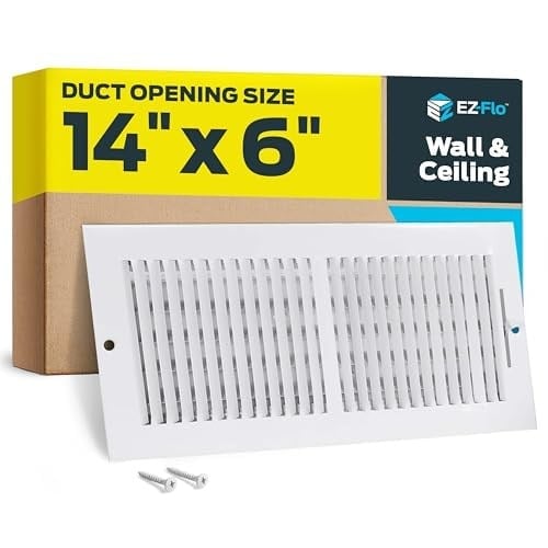 EZ-FLO 61613 Havalandırma Kapağı, 36x15 cm Duvar/Tavan, İki Yönlü Ventilasyon, Çelik HVAC, Beyaz
