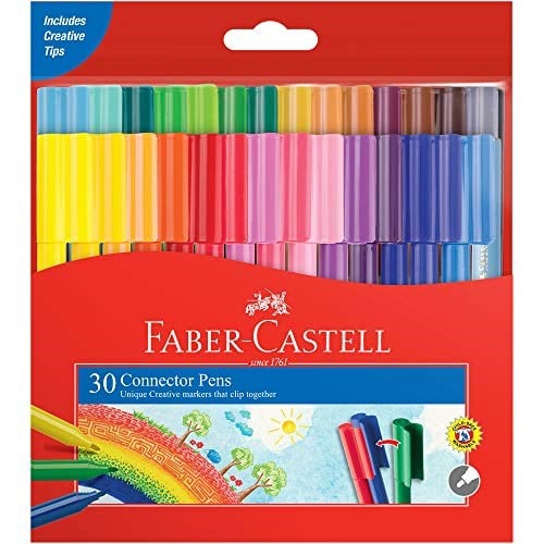 Faber-Castell Eğlenceli Keçeli Kalem 30 Renk, Geniş Renk Yelpazesi, Su Bazlı Mürekkep, Bağlanabilir Kapak, Çocuklar İçin Güvenli - Seçenekler: 30 Renk, 30 Renk 2li paket