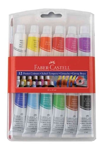 Faber-Castell Tüp Guaj Boya, 12 Renk - Seçenekler: Tüp, Yuvarlak
