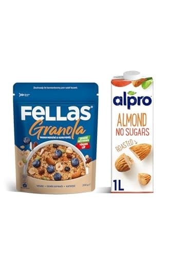 Fellas Yaban Mersinli Granola & Alpro Şekersiz Badem İçecek Kahvaltı Seti
