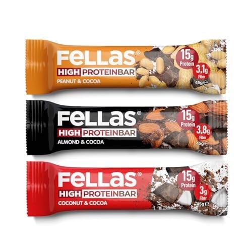 Fellas Yüksek Protein Bar, Karma Kutu (3 Çeşit), 45gr x 12 Adet