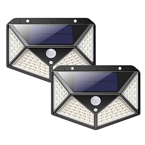 Fenteer Solar lamba 100 LED PIR hareket sensörlü dış duvar lambası IP65 bahçe teras - 2 adet