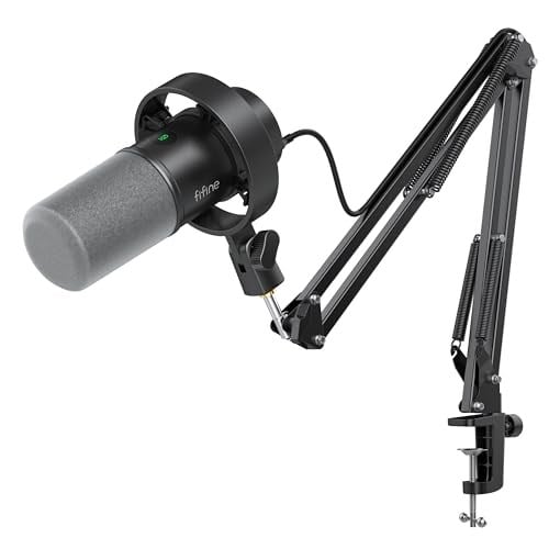 FIFINE Boom Kol Paketi ile Dinamik Mikrofon, XLR/USB Podcast Kayıt Mikrofon Seti, Sessiz Düğmeli, Kulaklık İzleme-K688CT