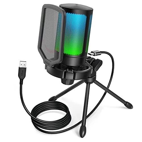 FIFINE PC oyun mikrofonu, USB mikrofon, yayın podcast stüdyosu için, mikrofon standı ve sessize alma tuşlu, PS4 PS5 Mac için